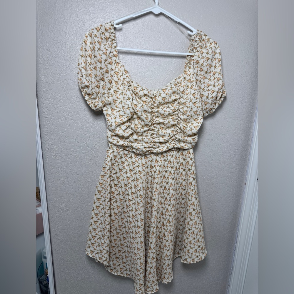 Altar'd State Cream and Orange Floral Mini Dress